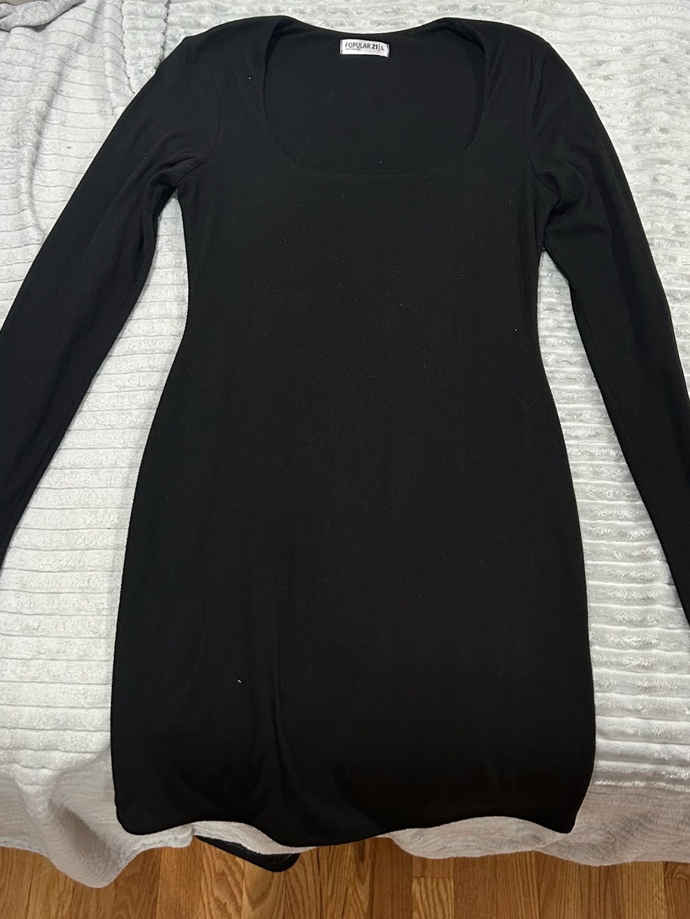 Forever 21 Black Long Sleeve Scoop Neck Bodycon Dress